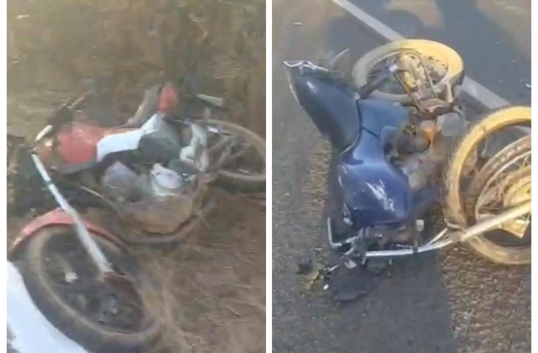 Motocicletas envolvidas no acidente que deixou um morto e dois feridos