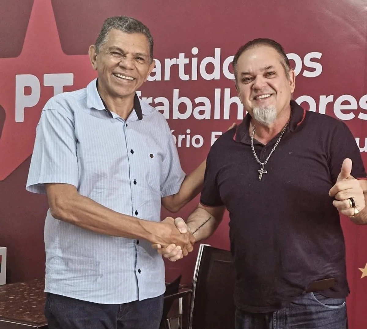 O presidente do PT Piauí, João de Deus, e o vice-presidente Maurício Solano