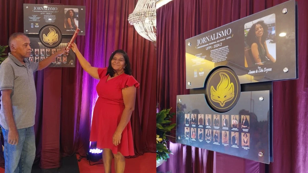 Família de Janaína Bezerra recebem diploma simbólico em homenagem à sua vida
