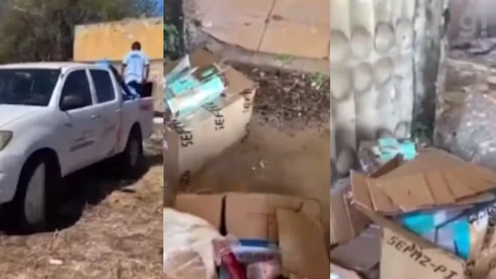 Video mostra dois homens descartando material irregularmente
