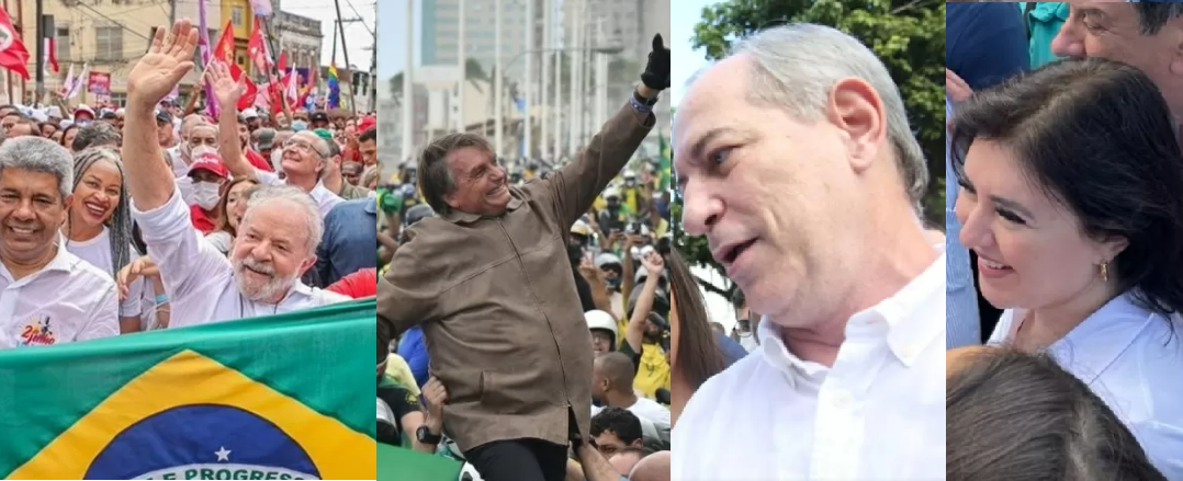 Lula, Bolsonaro, Ciro e Tebet na Bahia