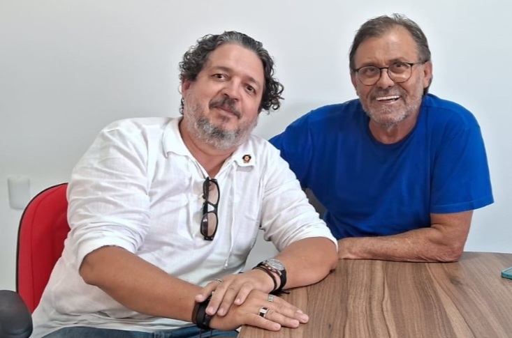 Paulino Brandim com o jornalista Luiz Brandão