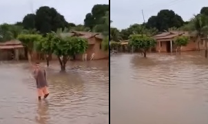 Trecho da PI-110, na localidade Formosa ,fica alagado em Barras