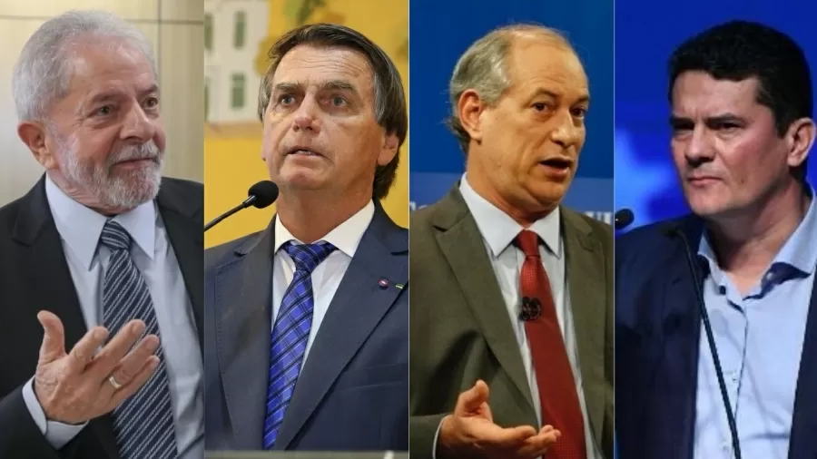 Ex-presidente Lula, presidente Jair Bolsonaro e os ex-ministros Ciro Gomes e Sergio Moro Imagem