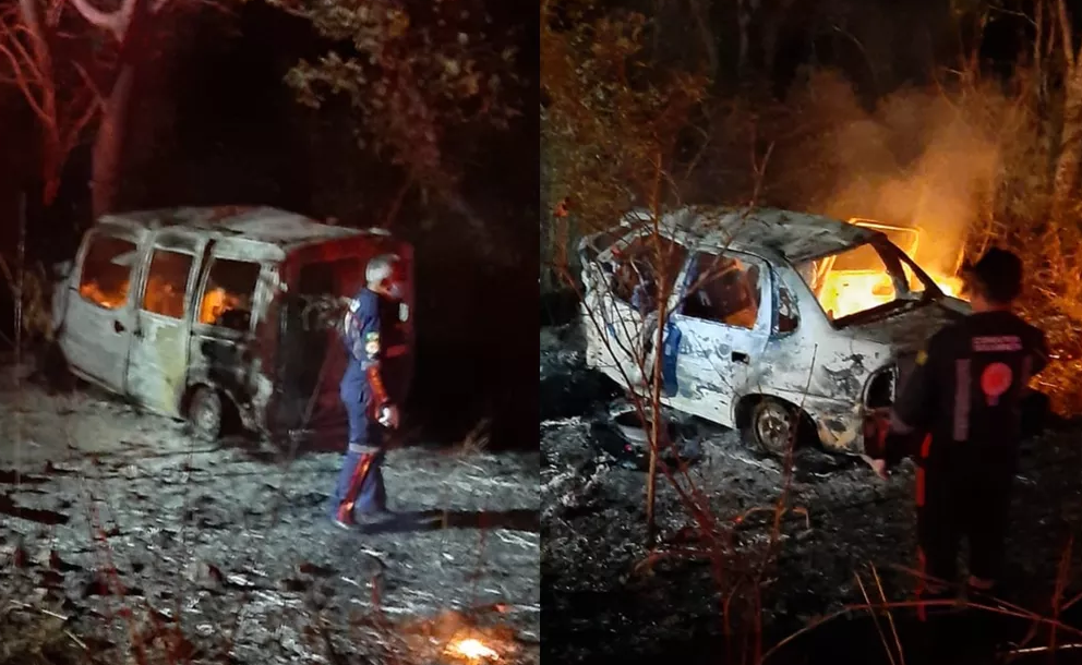 Carros pegam fogo após colisão no Sul do Piauí