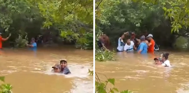 Alunos se arriscam ao atravessar rio em Campo Maior