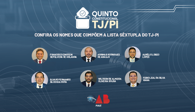 Candidatos que compõem a lista sêxtupla para vaga de Desembargador do TJ-PI