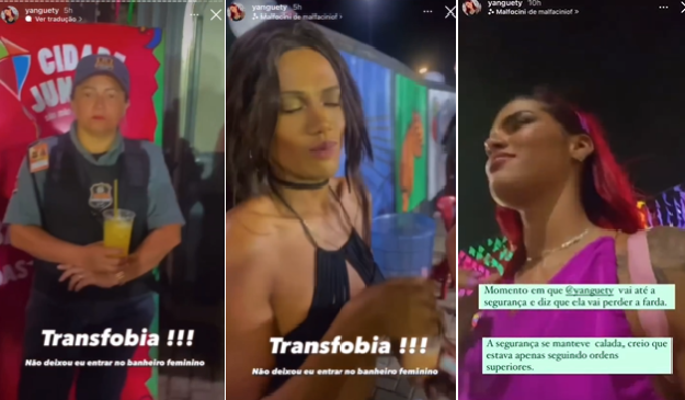 Mulheres trans foram impedidas de usar banheiro químico no Cidade Junina