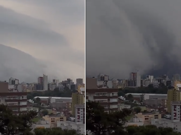 Vídeo registrou o momento em que a cidade foi engolida pela nuvem