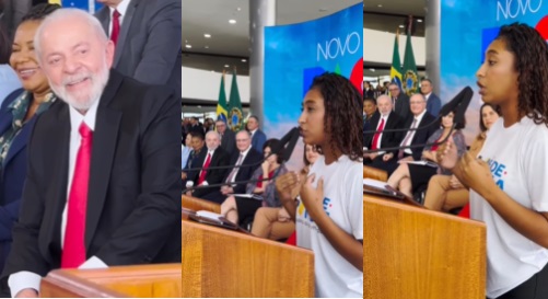 Presidente Lula se emocionou com o discurso da jovem piauiense