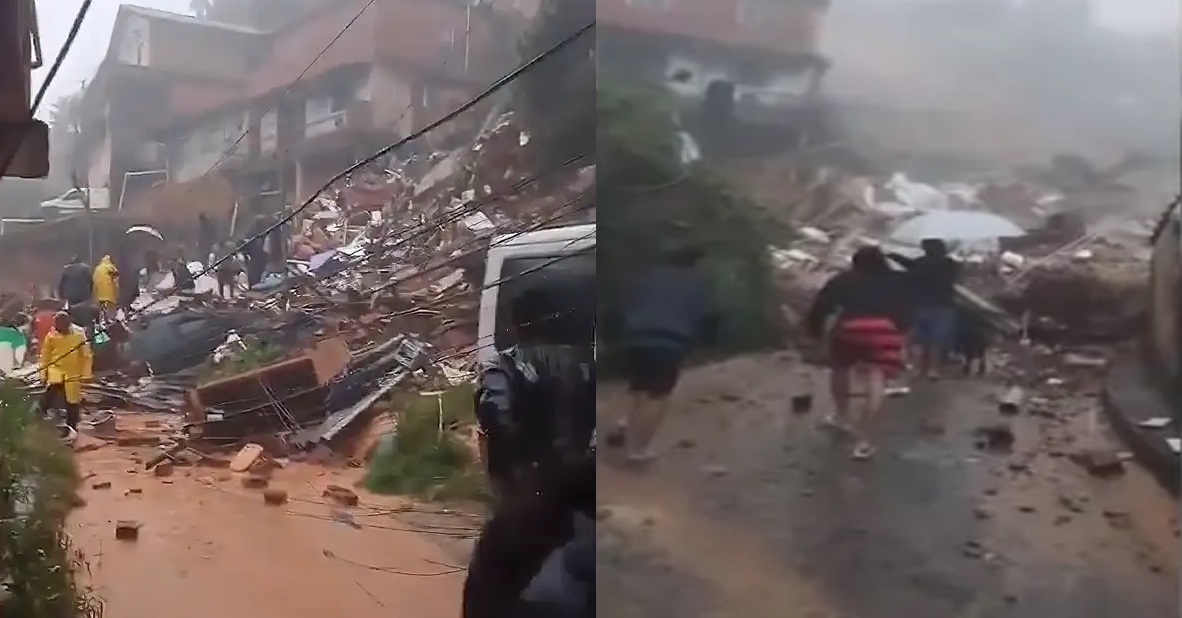 Desabamento deixa três pessoas soterradas em Petrópolis