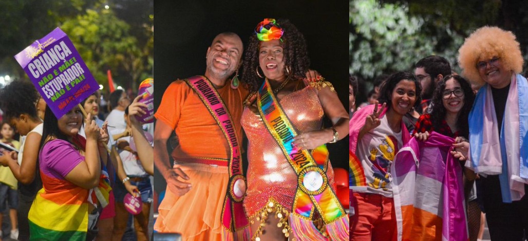 Participantes da Parada da Diversidade esbanjam roupas e acessórios coloridos em clima de muita alegria