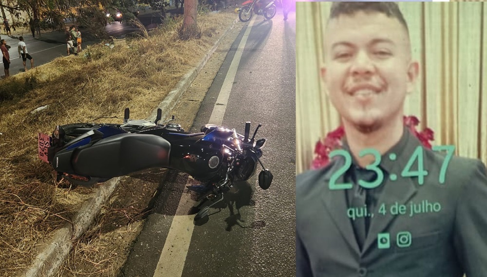 O jovem perdeu o controle da moto e bateu no meio-fio