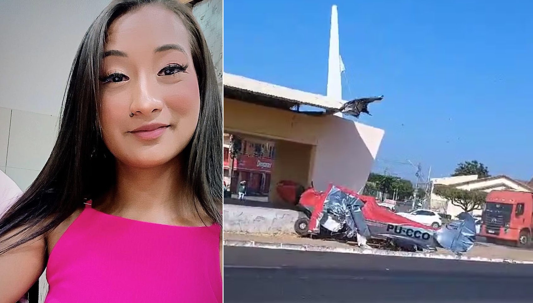 Keiliane estava em uma motocicleta quando foi atingida pela aeronave