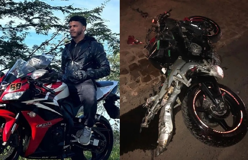 O jovem Alan Icaro colidiu sua motocicleta com uma Hilux