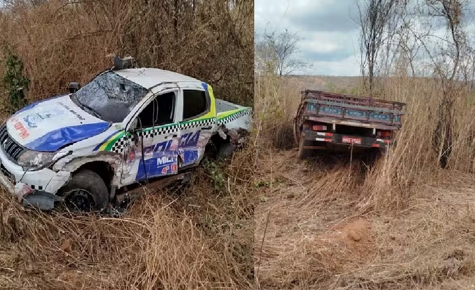 O policial ficou ferido e o condutor da caminhonete saiu ileso