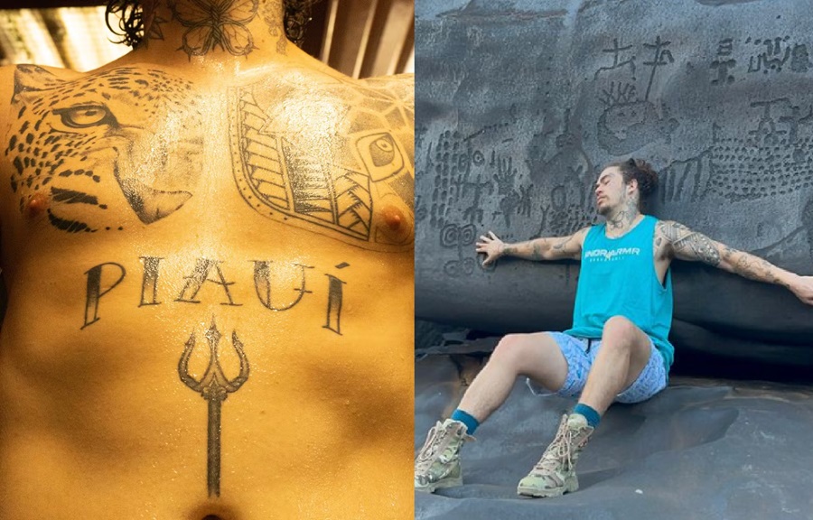 Whindersson Nunes exibe com orgulho o nome Piauí tatuado em seu corpo