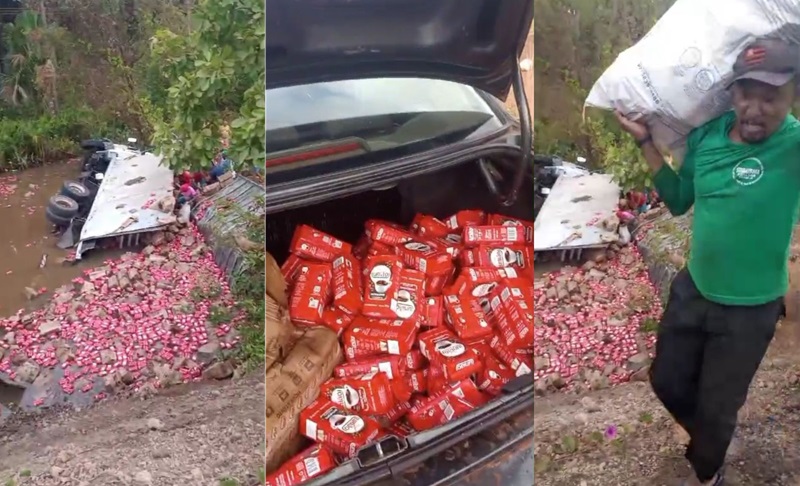 Populares saqueiam carga de café em Timon (MA)