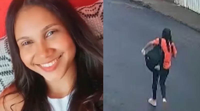Câmera de segurança registrou Lívia saindo de casa para o trabalho