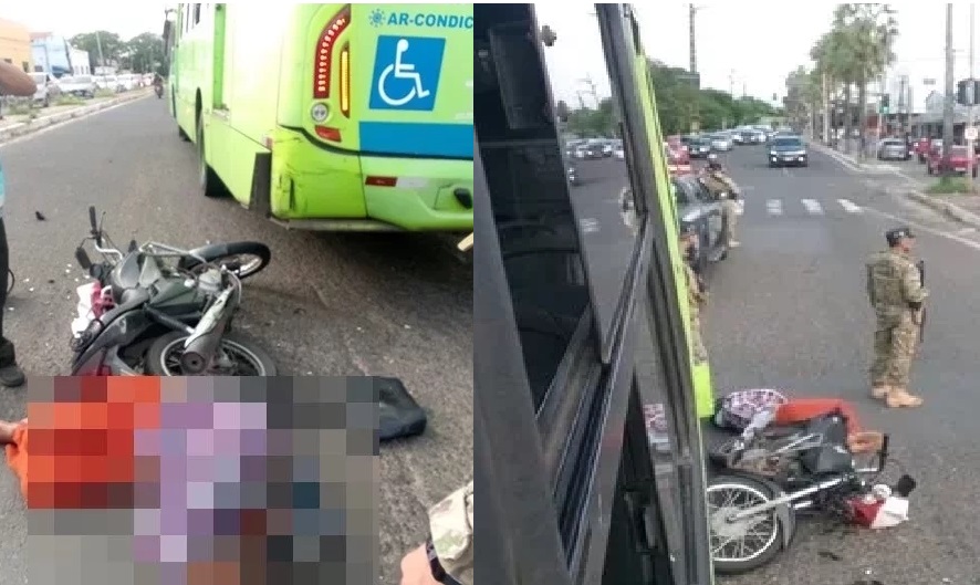 Motociclista bateu na traseira do ônibus na avenida Maranhão