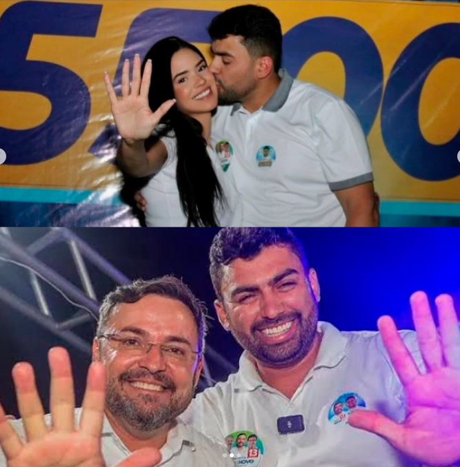 Vereador Eduardo Draga Alana (PSD) e sua namorada, Milena Milanez