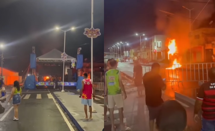 Gerador de energia pega fogo em plena festa de Carnaval