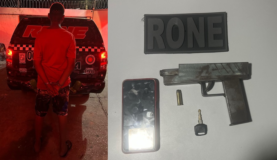 Menor é apreendido com arma de fogo e moto roubada