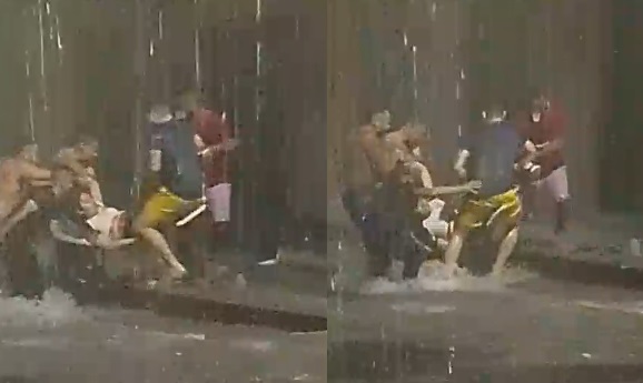 Um grupo de homens conseguiu retirar a vítima do local de risco
