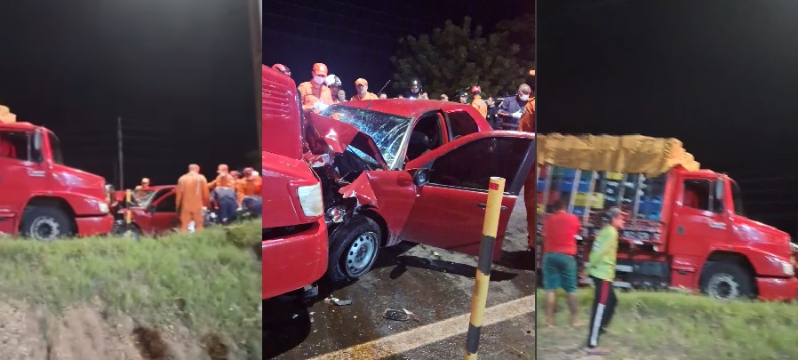 Colisão entre caminhão e Fiat Palio deixa uma pessoa morta em Teresina
