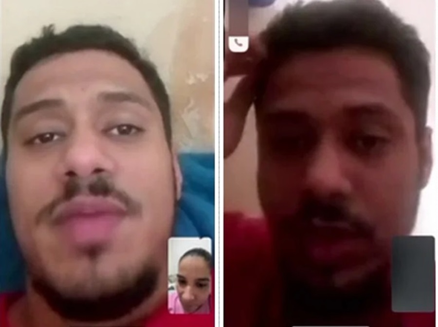Tatiana Medeiros durante vídeo chamada com Alandilson, que é apontado como líder do Bonde dos 40