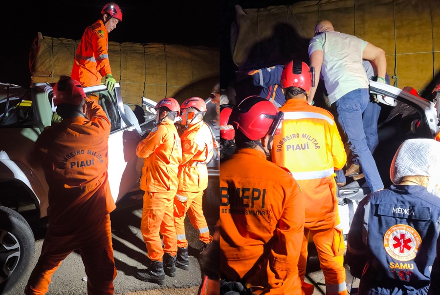 O Corpo de Bombeiros fez o resgate das vítimas que ficaram presas às ferragens