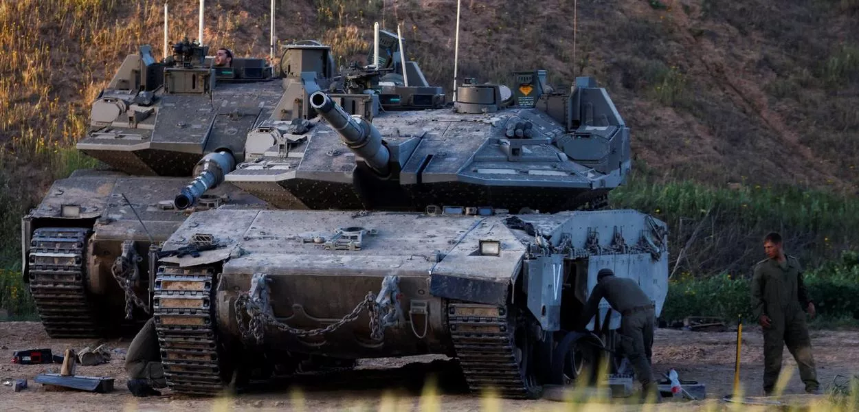 Tanque israelense perto da fronteira Israel-Gaza