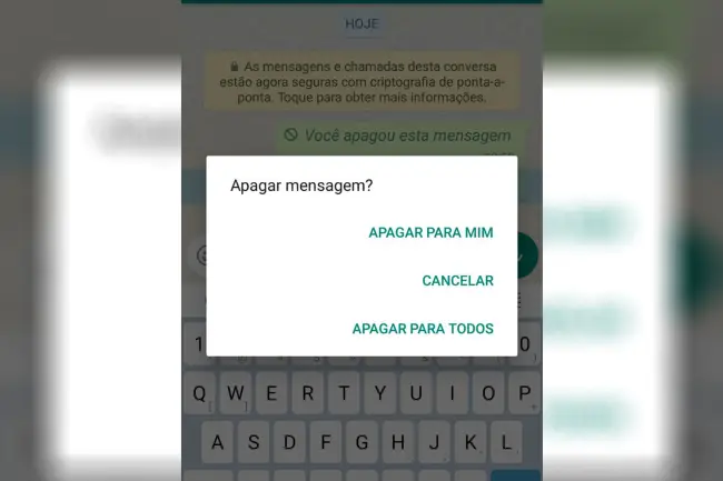 Recurso de apagar mensagens do WhatsApp (imagem ilustrativa)