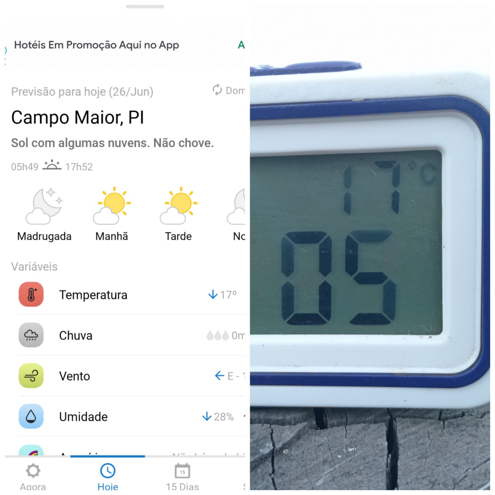 Campo Maior marca 17 graus neste domingo