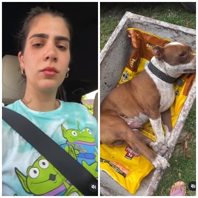 Thanandra e o cachorrinho Tião