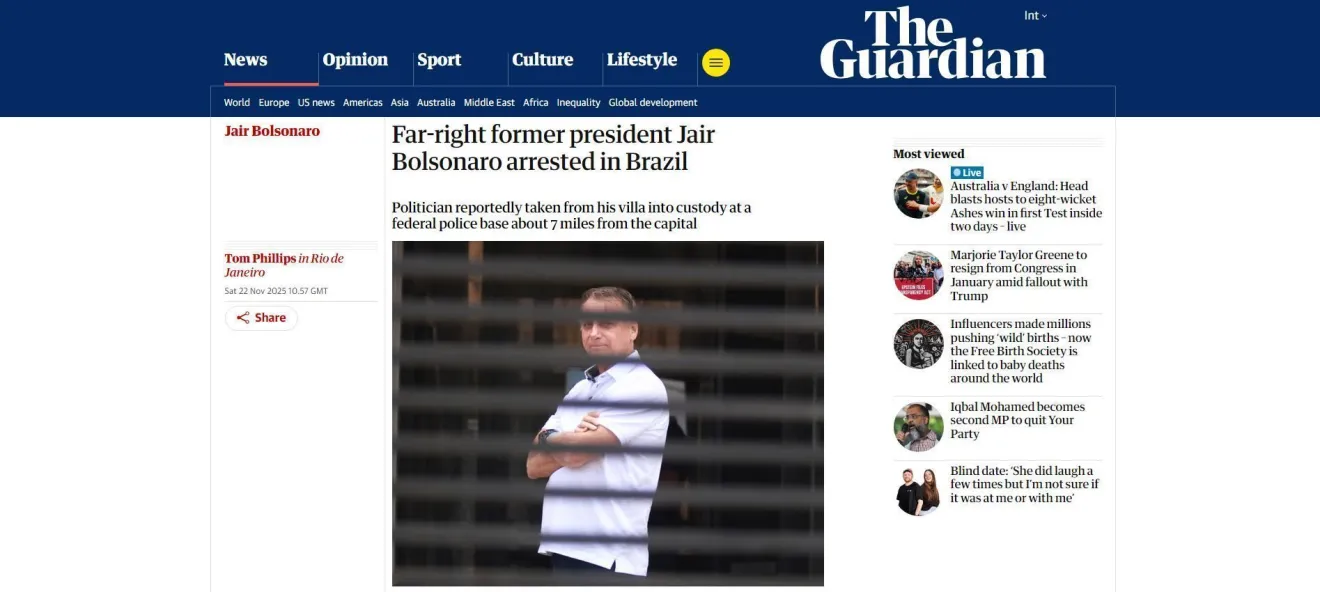 Imprensa internacional repercute prisão de Bolsonaro