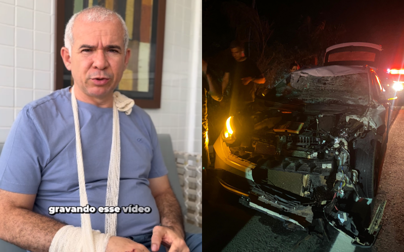 Tiago Vasconcelos agradece a Deus e tranquiliza população após acidente