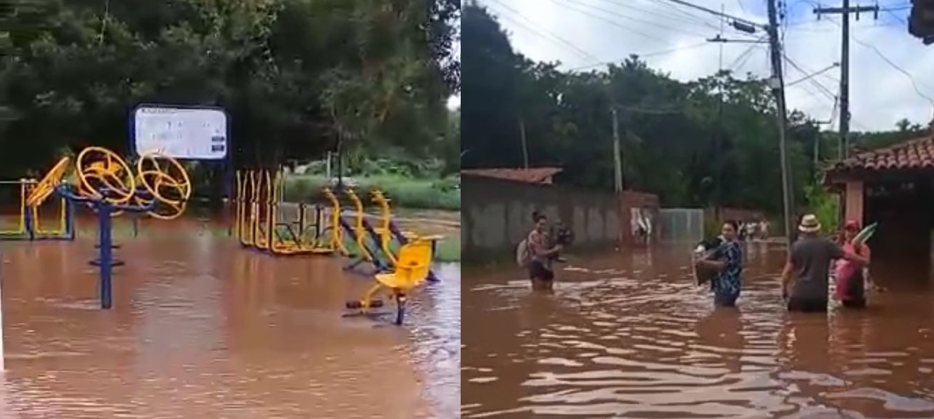 Chuvas deixaram parte do povoado Santa Teresa debaixo d'água