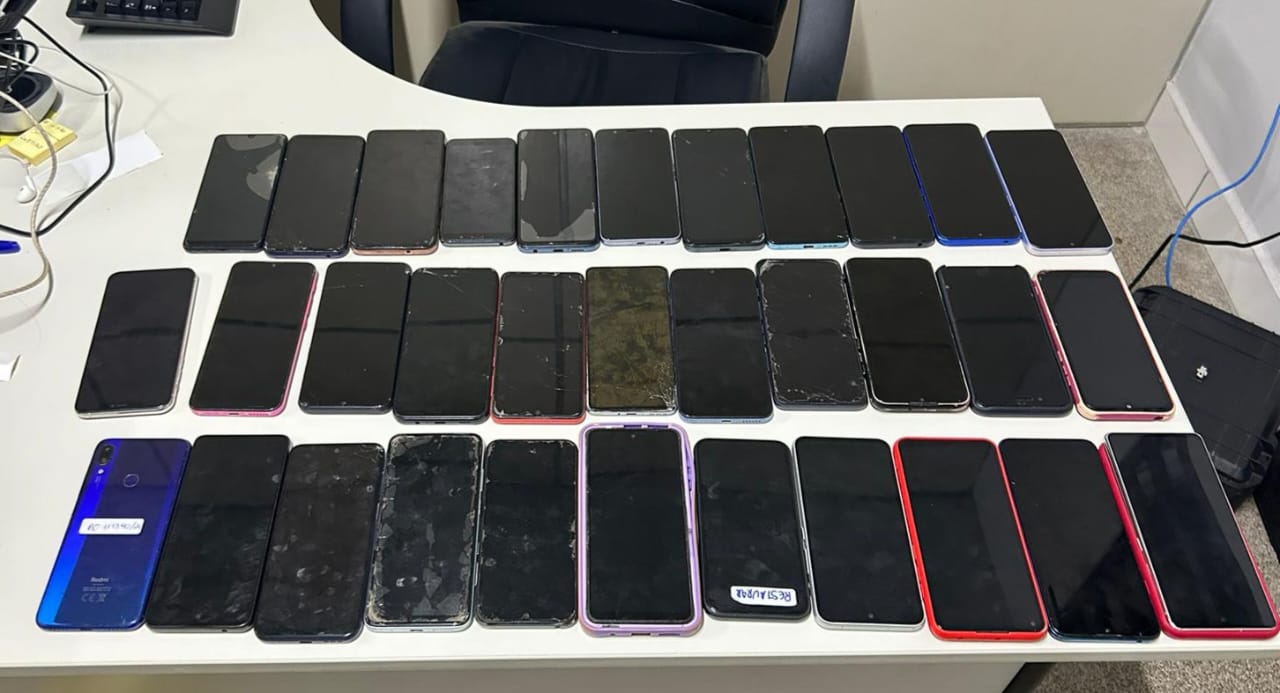 Celulares recuperados pela Polícia Civil