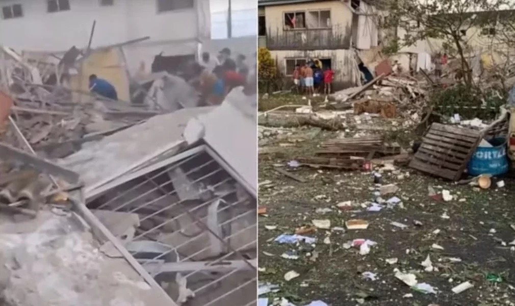 Local ficou completamente destruído, com escombros e móveis retorcidos espalhados pelas ruas próximas