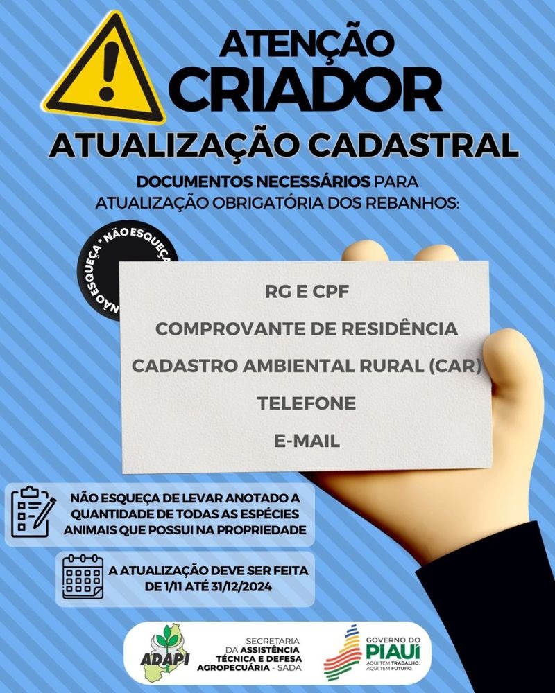 Campanha de atualização cadastral de produtores e rebanhos