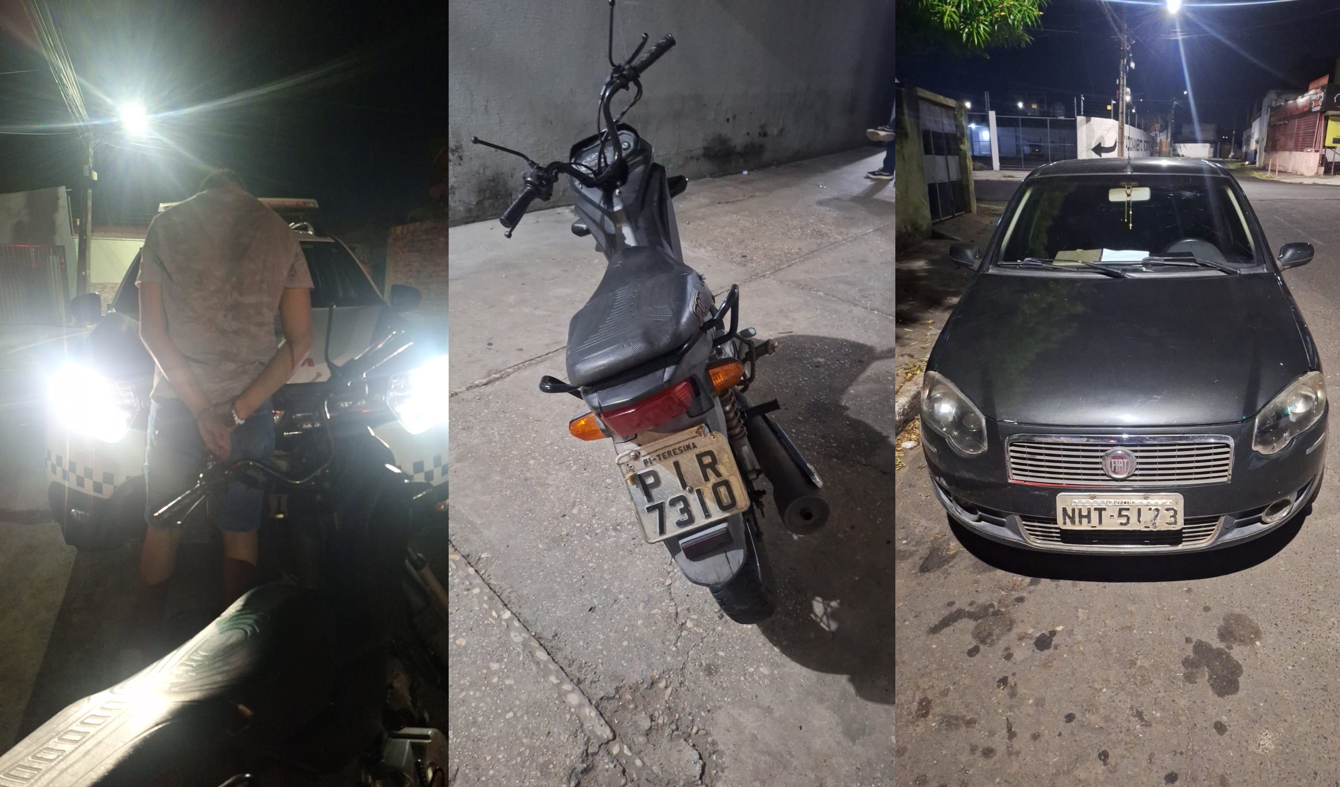 Trio tentou roubar um carro e uma motocicleta, além de vários celulares