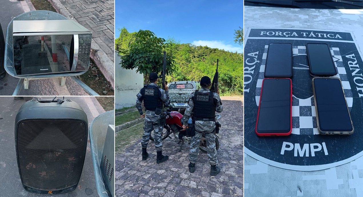 Objetos recuperados em ação da Polícia Militar