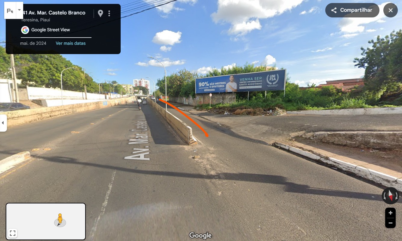 Trecho da alça do viaduto da avenida Higino Cunha que será interditado para obra de esgotamento