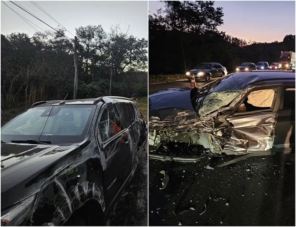 Carro de Fabiano capotou na BR-040 após desviar de outro veículo